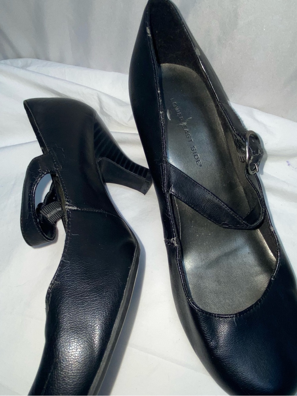 * LOWER EAST SIDE 8.5 W Black Mary Jane Heel Pumps vegan leather round toe